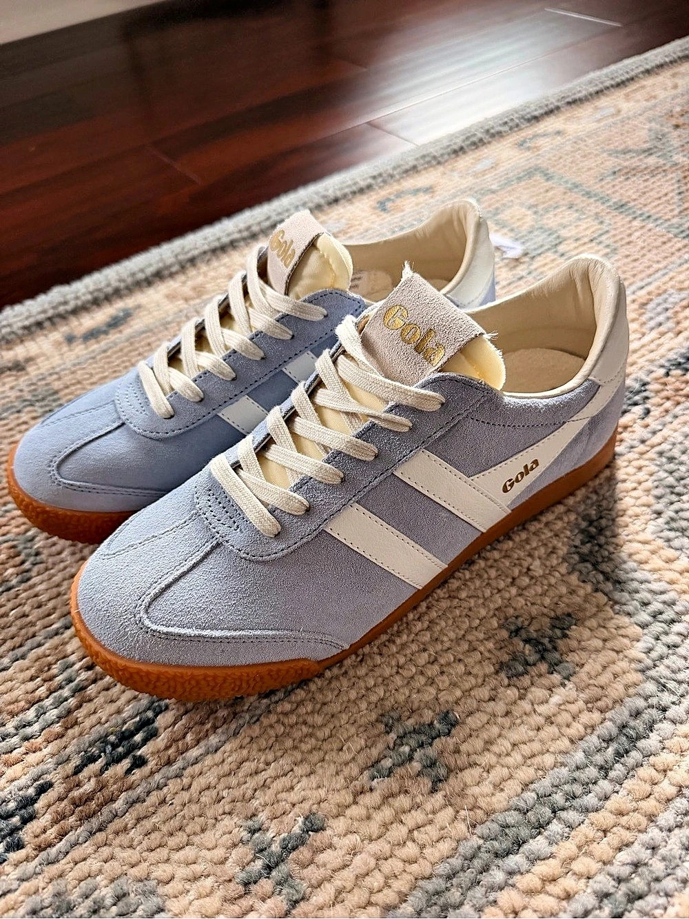 Gola Elan Suede Sneakers Air White Light Blue Size 8-like NEW